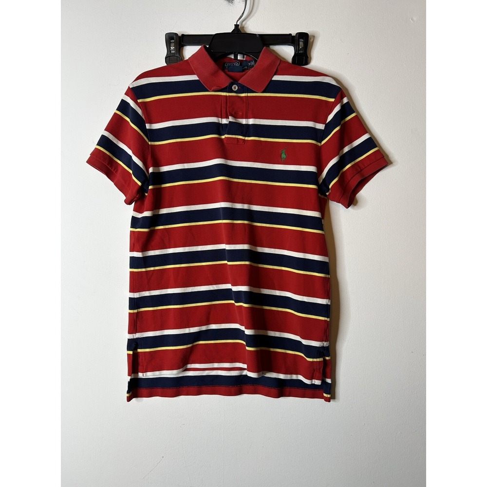 Vintage Polo By Ralph Lauren custom fit polo shirt, size M striped Y2K VTG 90S